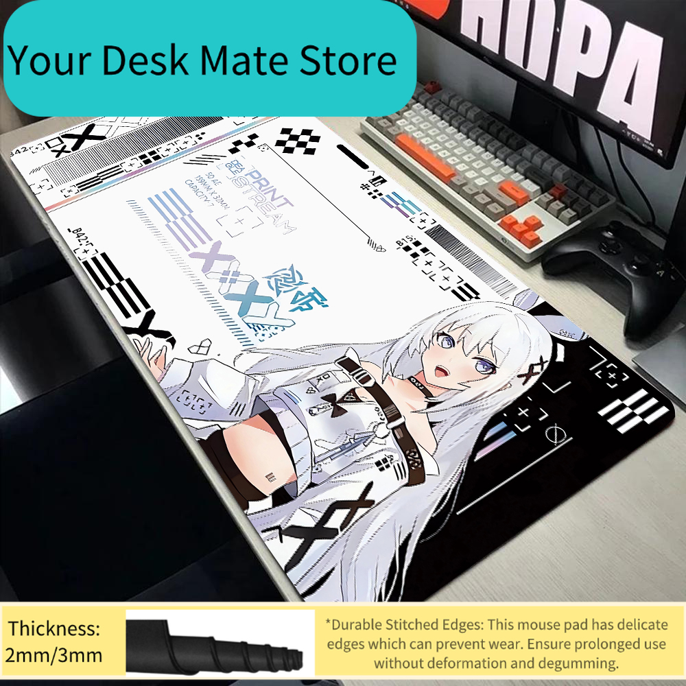 Mousepad Xl Extended - Cute White Hair Anime Girl Tech